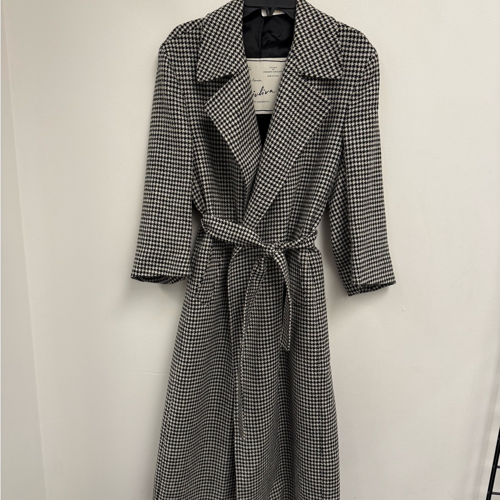 Giuliani Heritage Collection Black and White Houndstooth Trench Coat